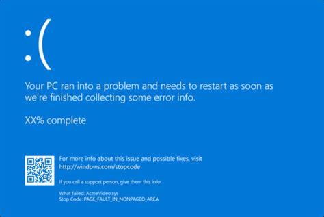 windows 10 crash screen.